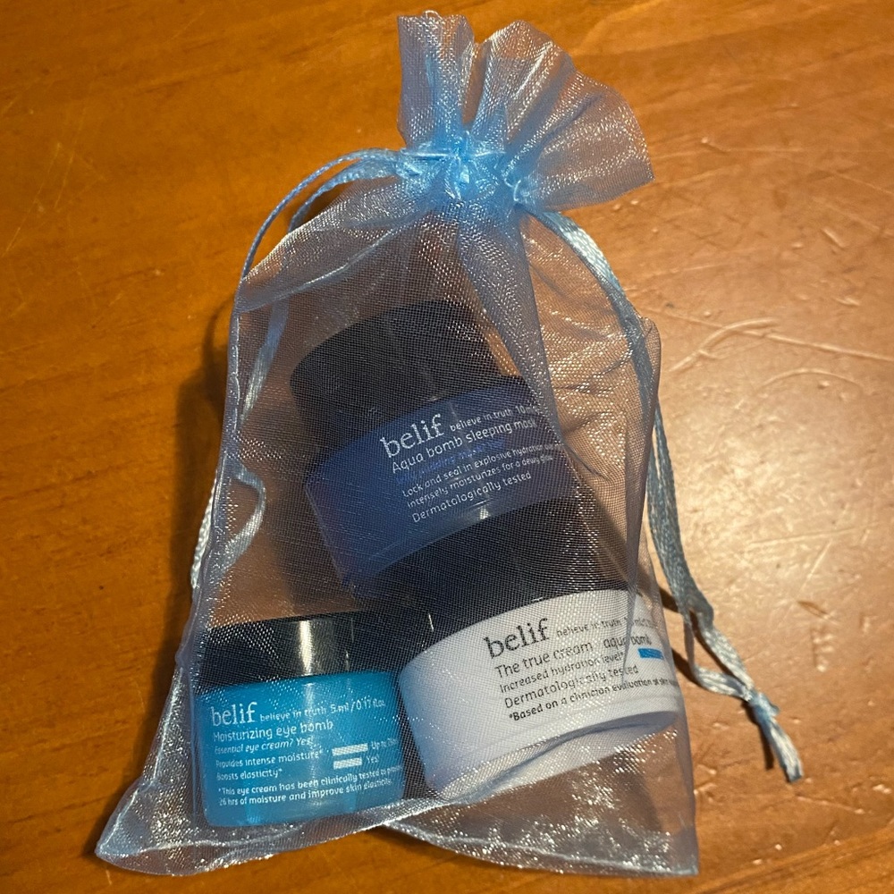 Belif The True Cream- Aqua Bomb, Aqua Bomb Sleeping Mask & Moisturizing Eye Bomb